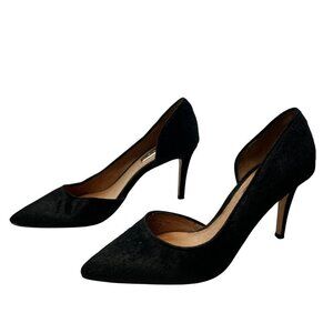 Halogen Black Pointed Toe Fur Stilettos Womens Size 5.5M